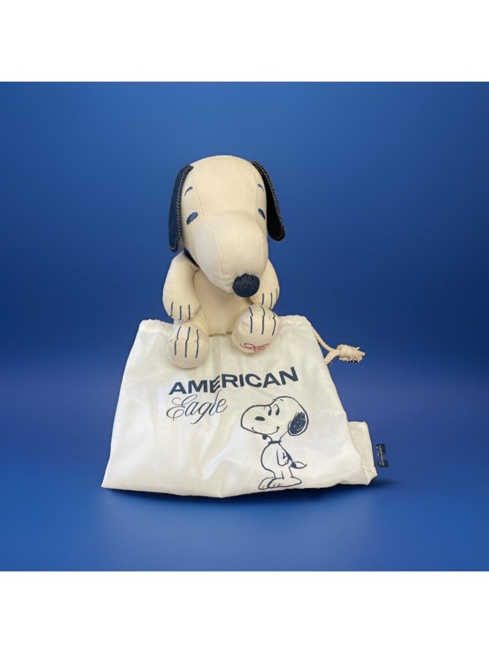 American Eagle Limited Edition Snoopy Stuffed Animal Plush Drawstring Bag